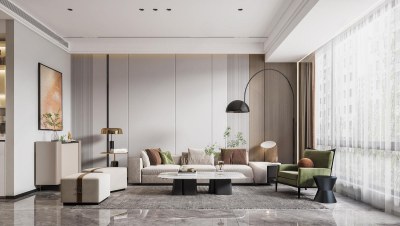 现代客厅3D模型下载